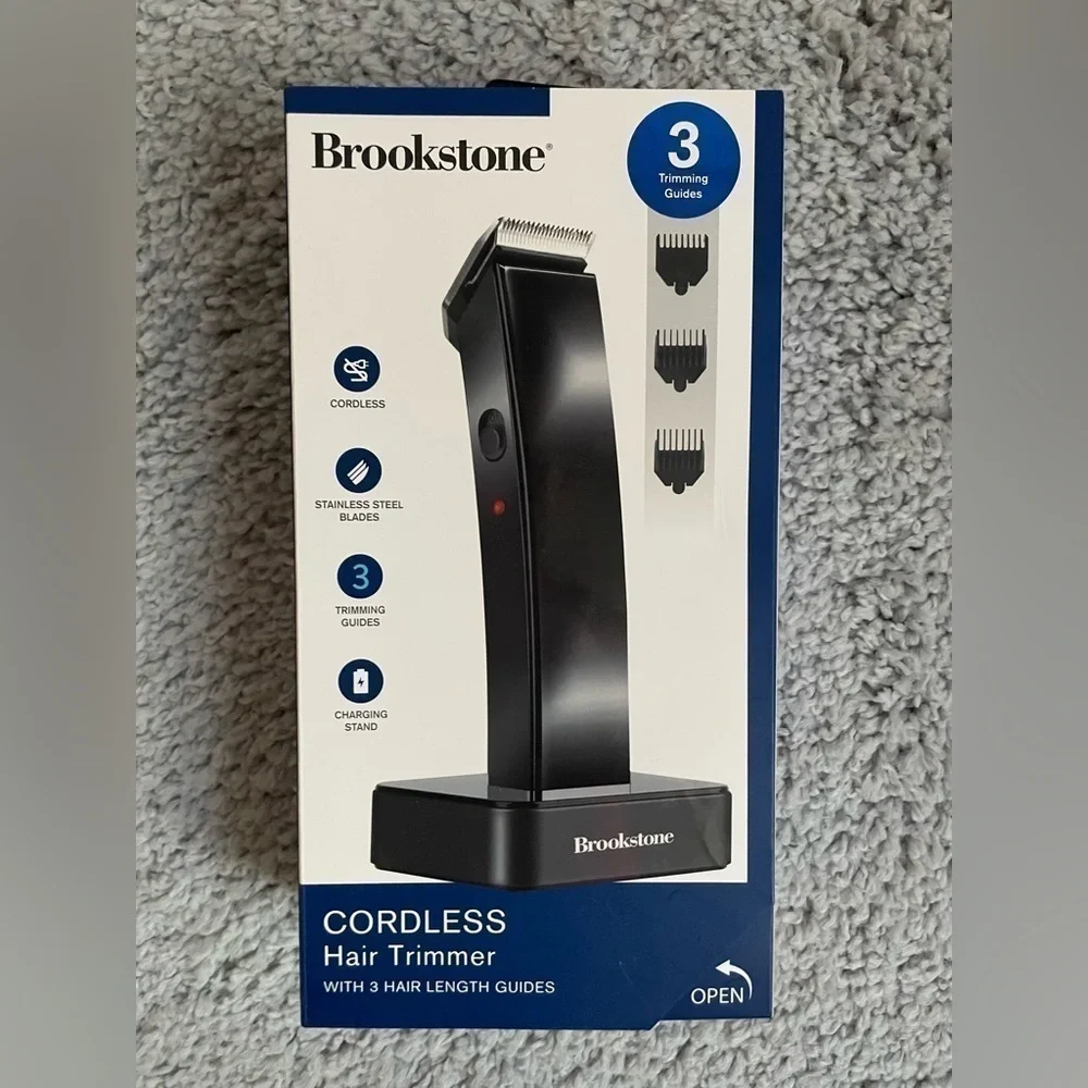 Brookstone Cordless Hair Trimmer Stainless Steel Travel Shaver Gifts Him NEW